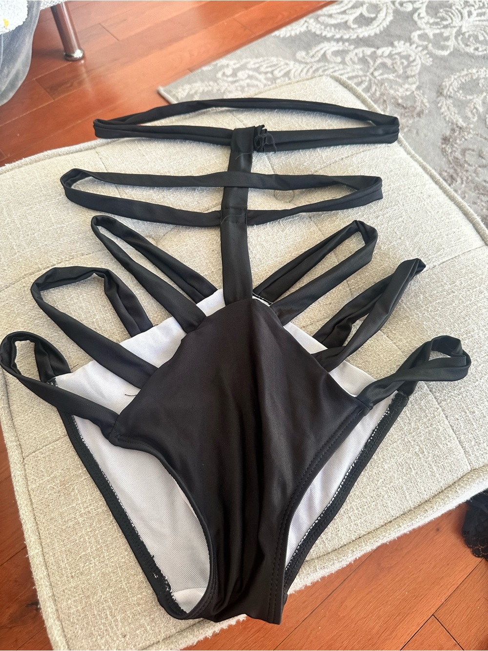 Black Strappy One-Piece Swimsuit very stretchy